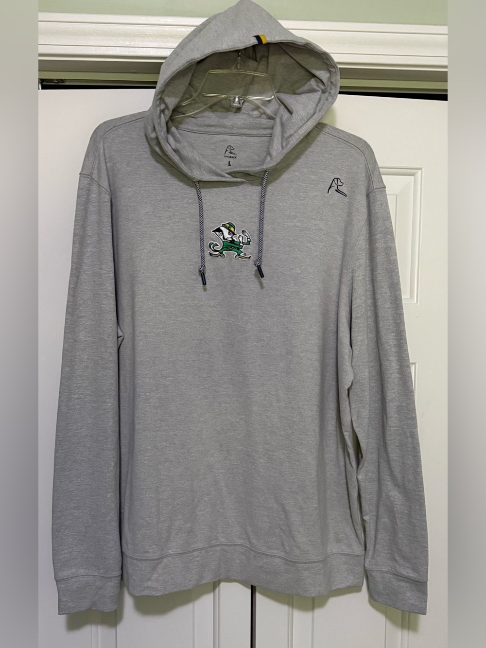 Rhoback Hesi Irish Notre Dame Gray Polyester Men Large Collegiate Hoodie